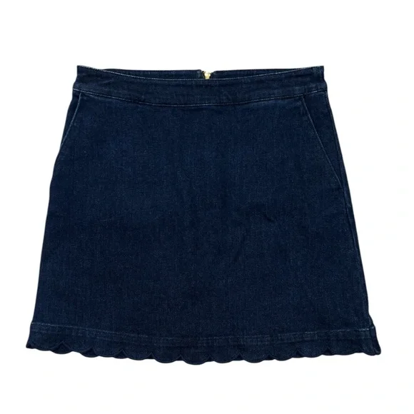 Draper James Scallop Denim Skirt size 2 in Dark Wash - Picture 3 of 6